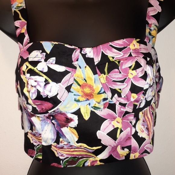 NWT Luca Couture Floral Crop Top - Picture 1 of 3